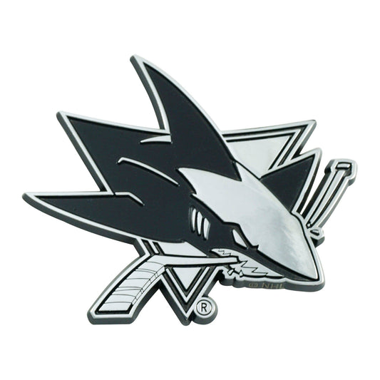San Jose Sharks 3D Chrome Metal Emblem - San Jose Sharks