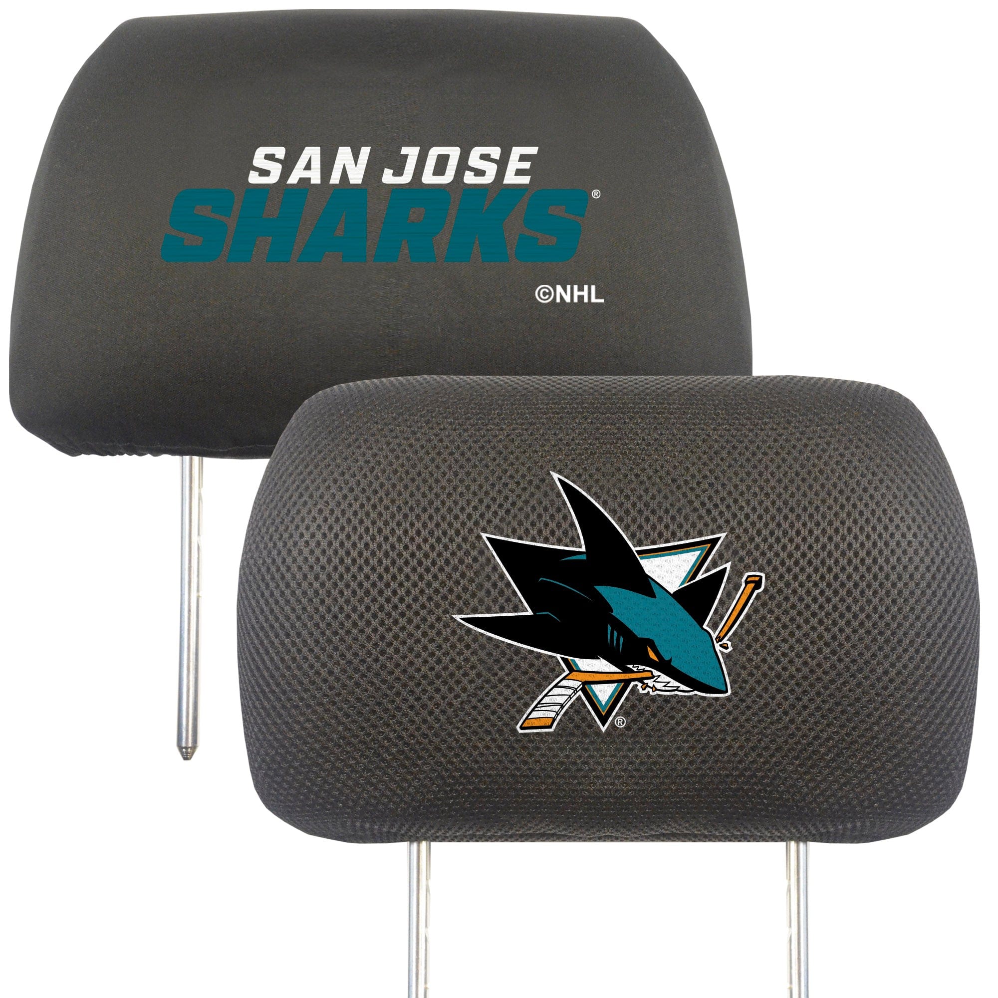 San Jose Sharks Embroidered Head Rest Cover Set - 2 Pieces - San Jose Sharks