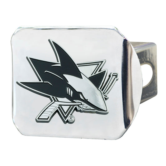 San Jose Sharks Chrome Metal Hitch Cover with Chrome Metal 3D Emblem - San Jose Sharks