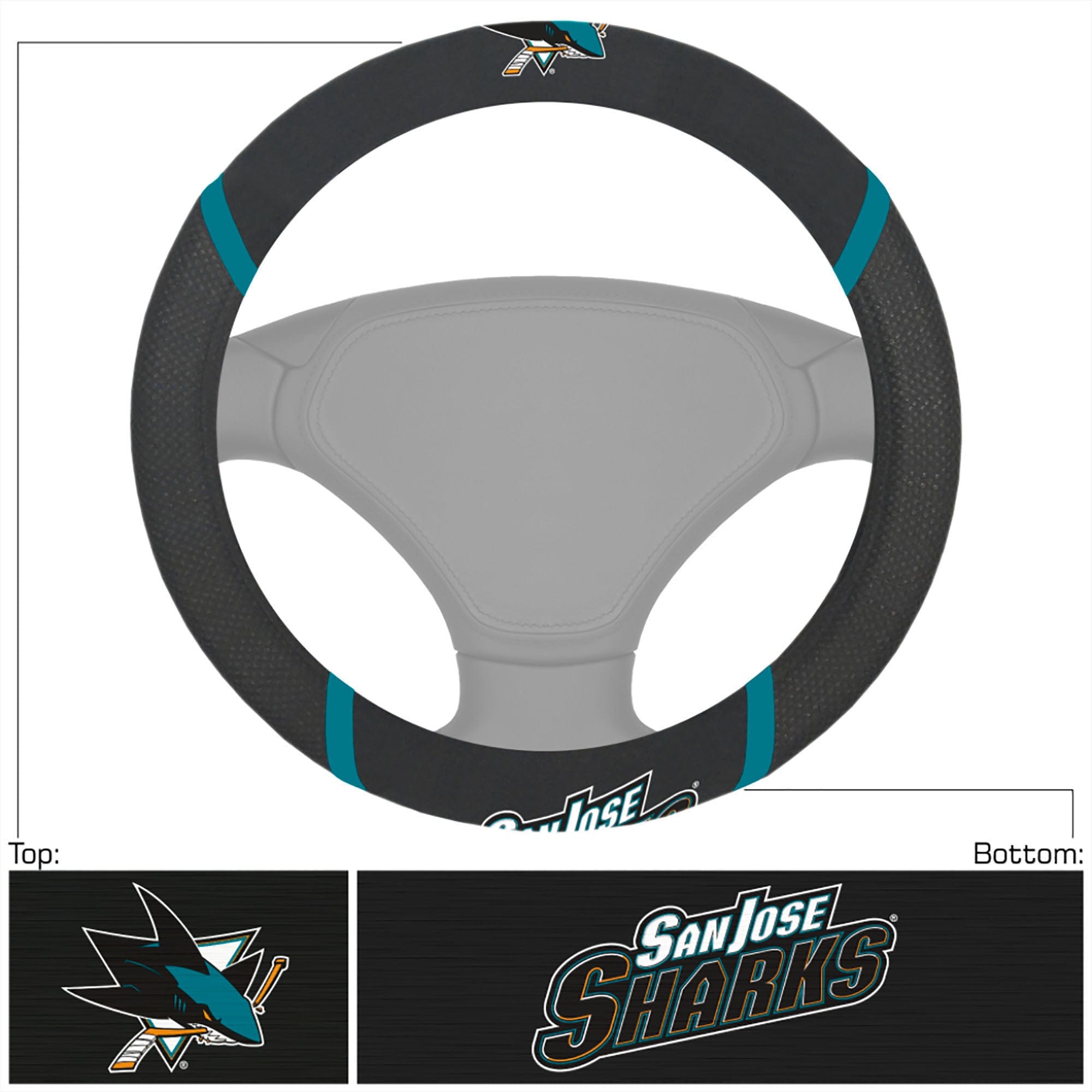 San Jose Sharks Embroidered Steering Wheel Cover - San Jose Sharks