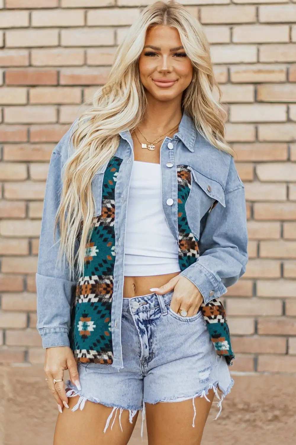 Pocketed Button Up Long Sleeve Denim Jacket - Trendsi - Flyclothing LLC