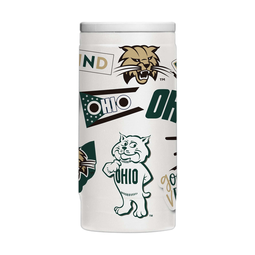 Ohio Bobcats 12oz Native Powdercoat SlimCan Coolie - Logo Brands - Flyclothing LLC