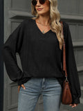 V-Neck Long Sleeve T-Shirt - Trendsi - Flyclothing LLC
