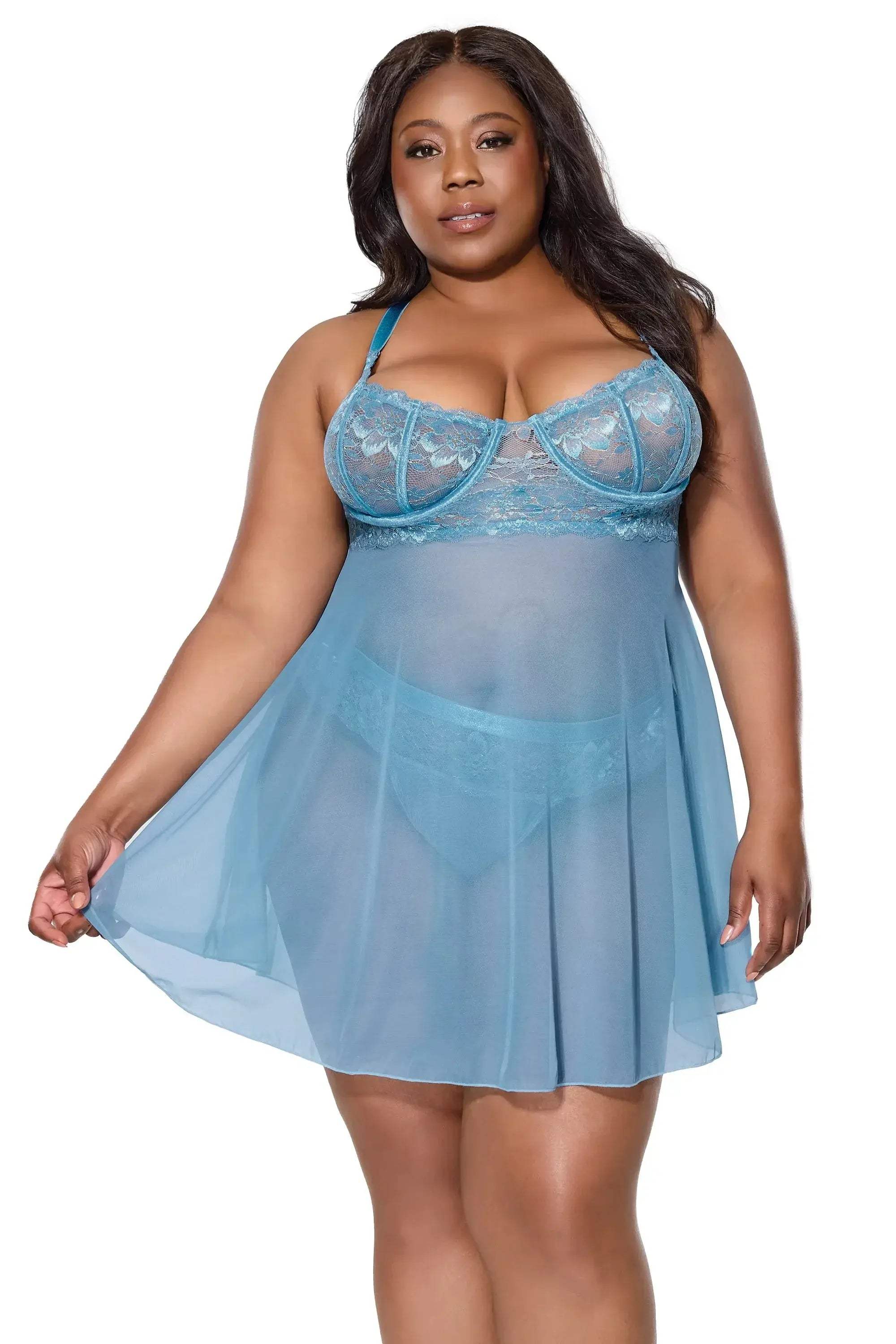 Between Dreams Babydoll & Thong - COQUETTE - Flyclothing LLC