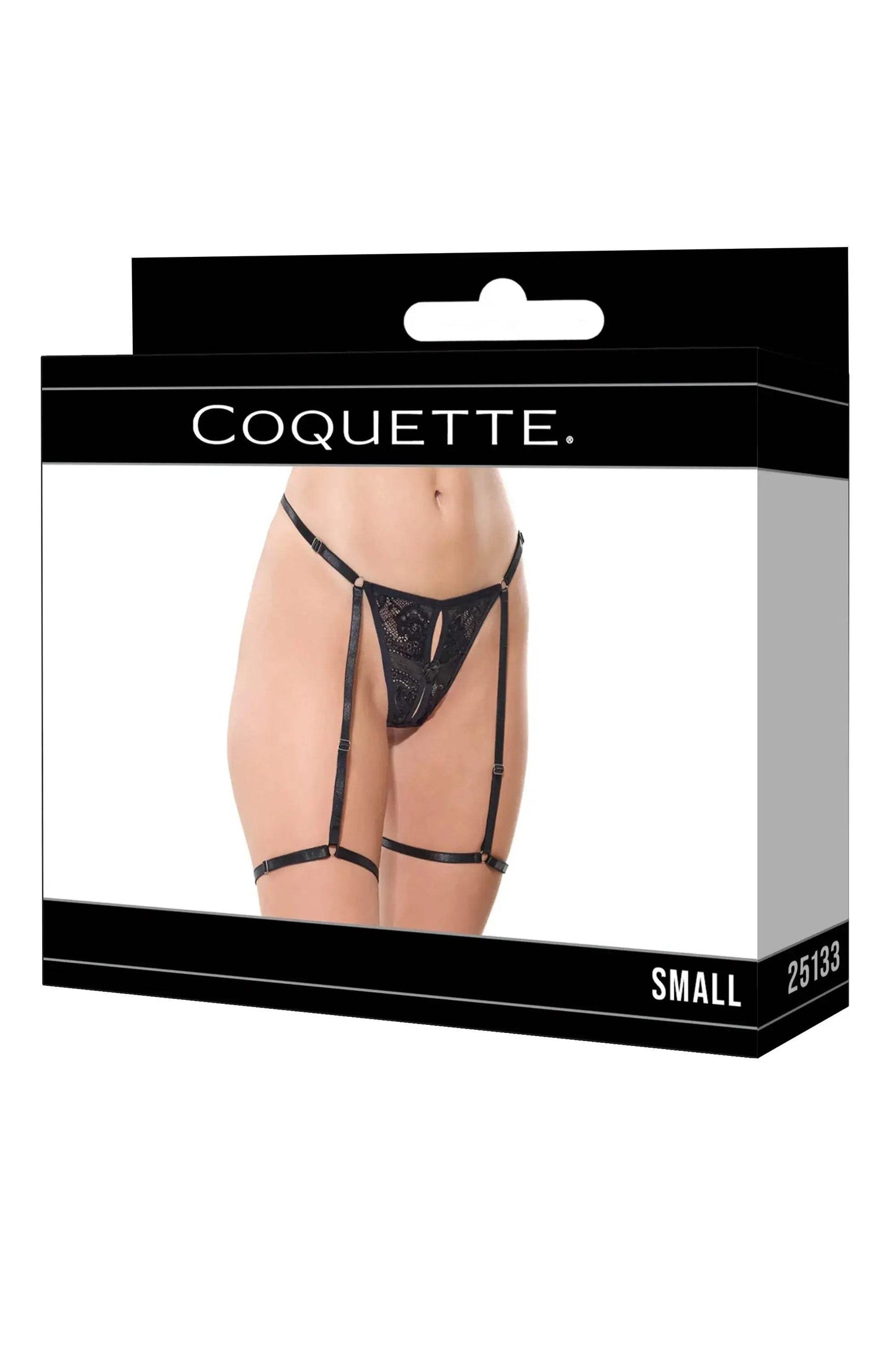 Endless Nights Thong With Attached Gartered Leg Bands - COQUETTE - Flyclothing LLC