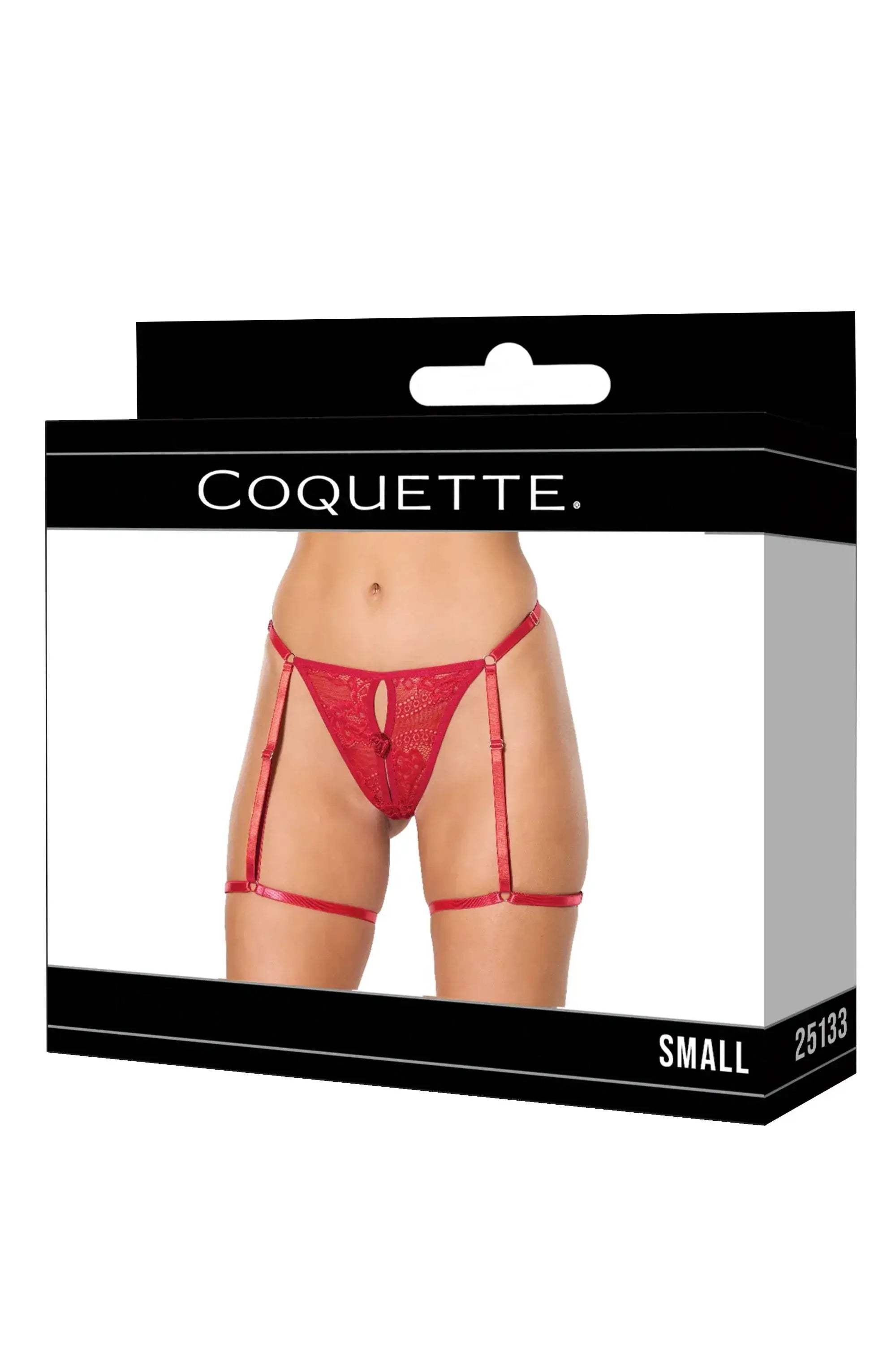Endless Nights Thong With Attached Gartered Leg Bands - COQUETTE - Flyclothing LLC