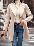 Collared Neck Long Sleeve Longline Coat - Trendsi - Flyclothing LLC