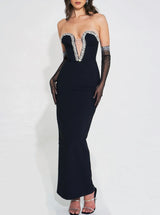 Ivanna Black Crystal Embellished Maxi Dress - Miss Circle - Flyclothing LLC