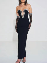 Ivanna Black Crystal Embellished Maxi Dress - Miss Circle - Flyclothing LLC