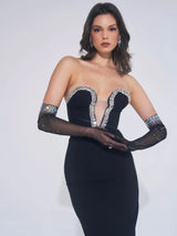 Ivanna Black Crystal Embellished Maxi Dress - Miss Circle - Flyclothing LLC