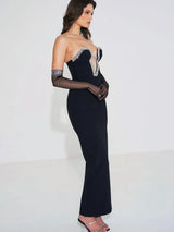 Ivanna Black Crystal Embellished Maxi Dress - Miss Circle - Flyclothing LLC