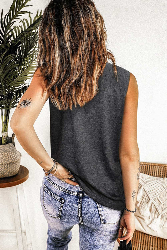 Graphic Round Neck Tank - Trendsi - Flyclothing LLC