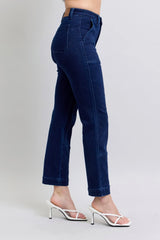 Judy Blue Full Size Hw Work Wear Knee Patch Straight Jeans Plus Size - Trendsi - Flyclothing LLC