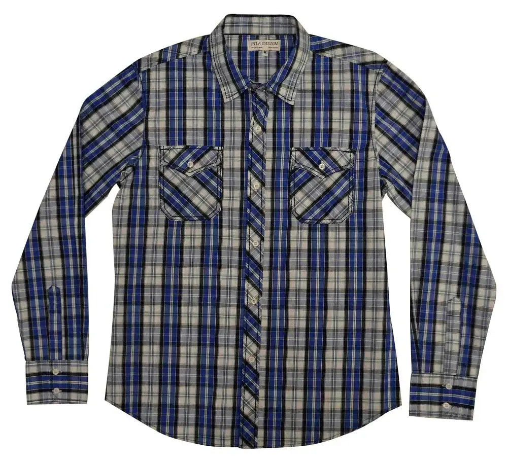 Pila Design Blue Plaid Shirt - Pila Design - Flyclothing LLC