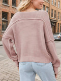 V-Neck Long Sleeve Sweater - Trendsi - Flyclothing LLC