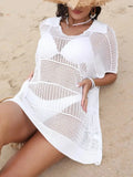Hollow Out Collared Neck Cover-Up - Trendsi