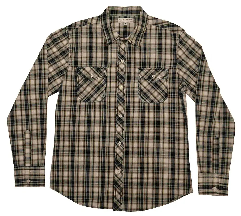 Pila Design Brown & Blue Plaid Shirt - Pila Design - Flyclothing LLC