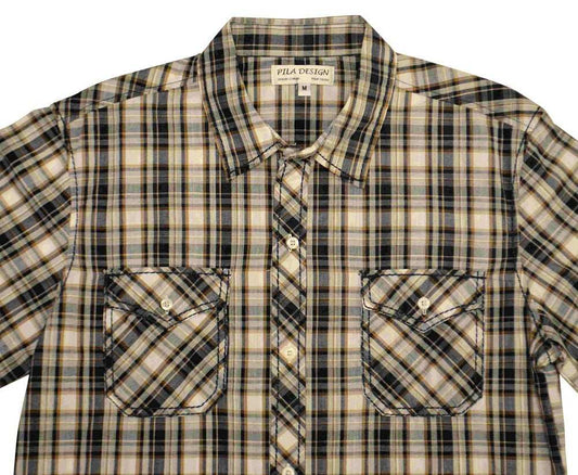 Pila Design Brown & Blue Plaid Shirt - Pila Design - Flyclothing LLC