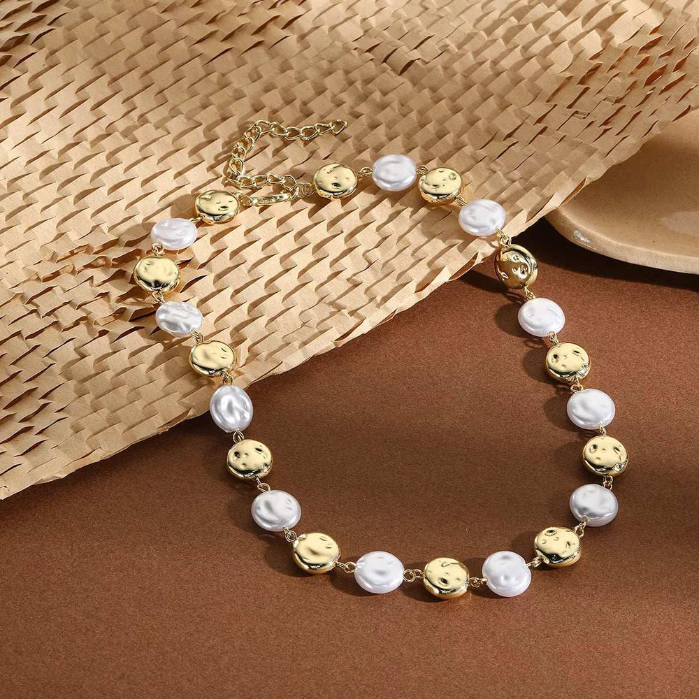 Alloy Pearl Chain Necklace - Trendsi - Flyclothing LLC