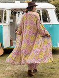 Plus Size Printed Open Front Cover Up and Pants Set - Trendsi - Flyclothing LLC