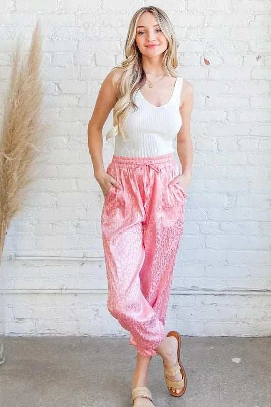 And The Why Satin Leopard Print Joggers - Trendsi - Flyclothing LLC