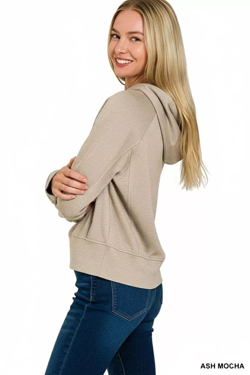 Zenana Drawstring Scuba Hoodie - Trendsi - Flyclothing LLC