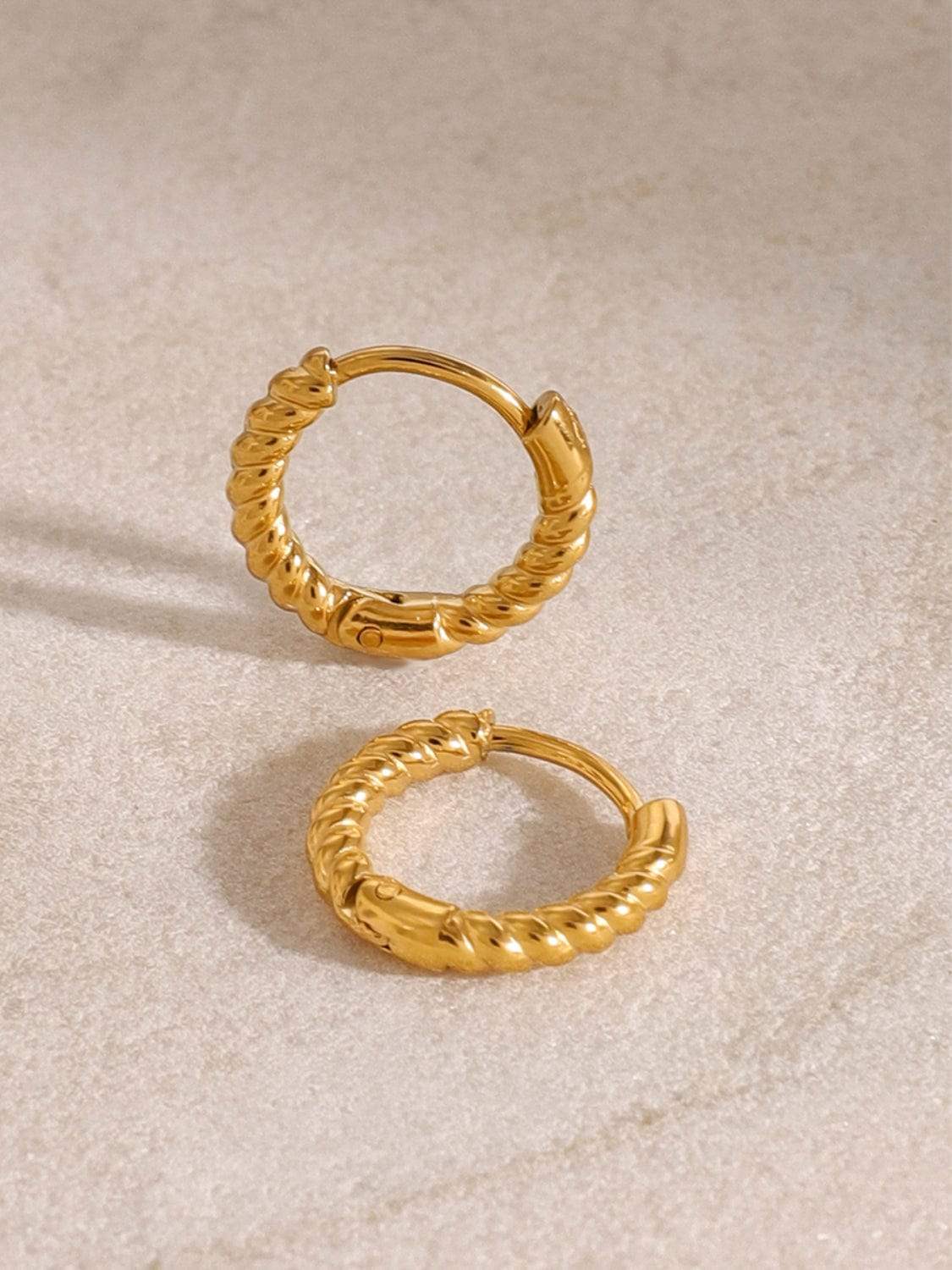 18K Gold-Plated Stainless Steel Huggie Earrings - Trendsi - Flyclothing LLC