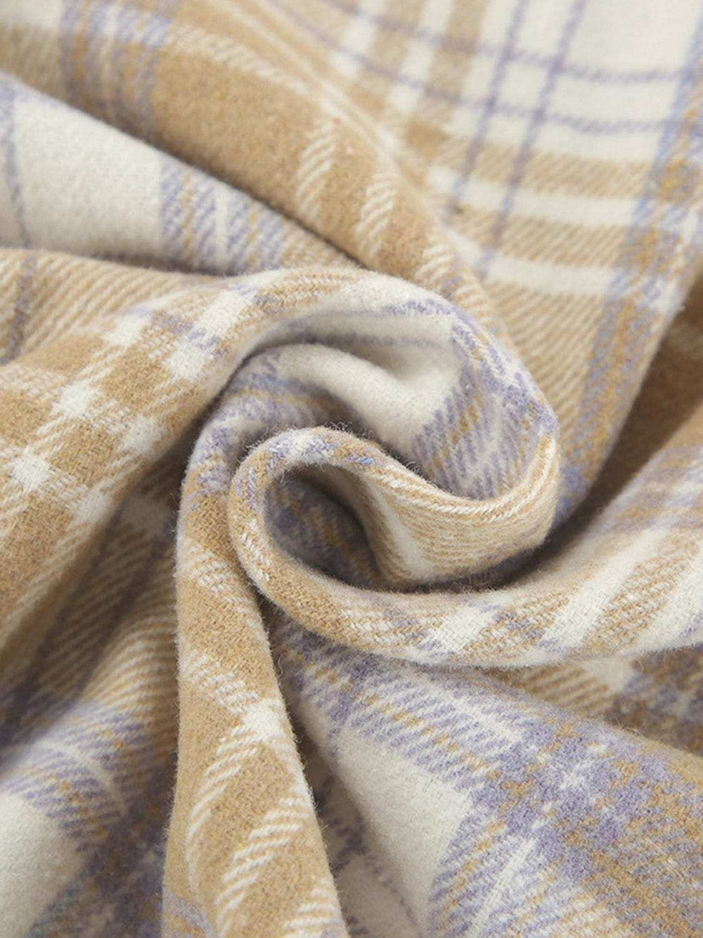 Plaid Collared Neck Dropped Shoulder Shirt - Trendsi - Flyclothing LLC