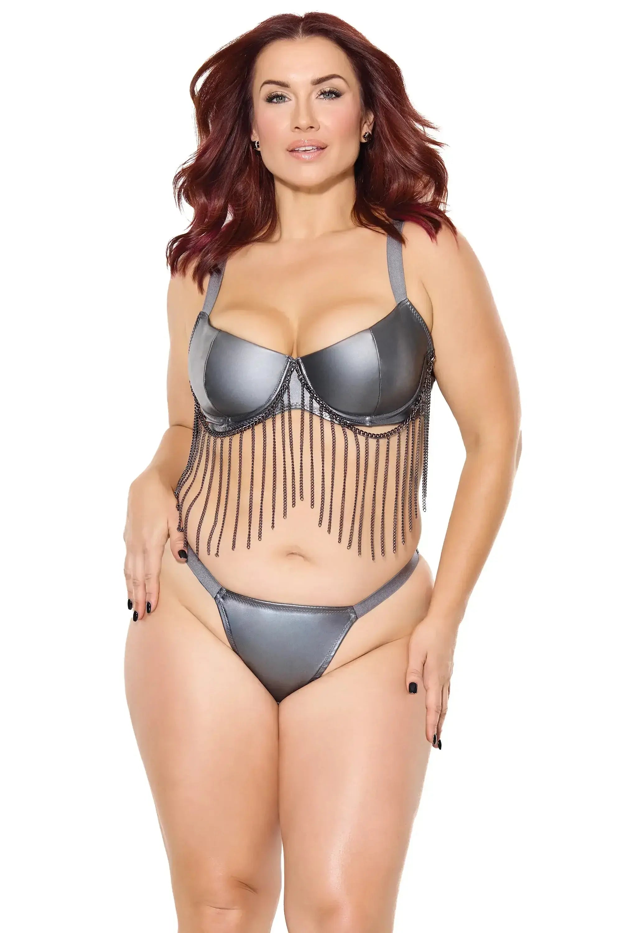 Gunmetal Glam Bra & Thong - COQUETTE - Flyclothing LLC