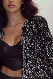 Sequin Open Front Long Sleeve Jacket - Trendsi - Flyclothing LLC