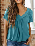 V-Neck Short Sleeve T-Shirt - Trendsi