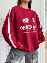 Letter Graphic Round Neck Long Sleeve Sweatshirt - Trendsi - Flyclothing LLC