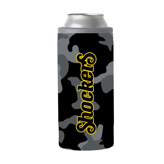 Wichita St Black Camo 12oz Slim Can Coolie - Logo Brands - Flyclothing LLC