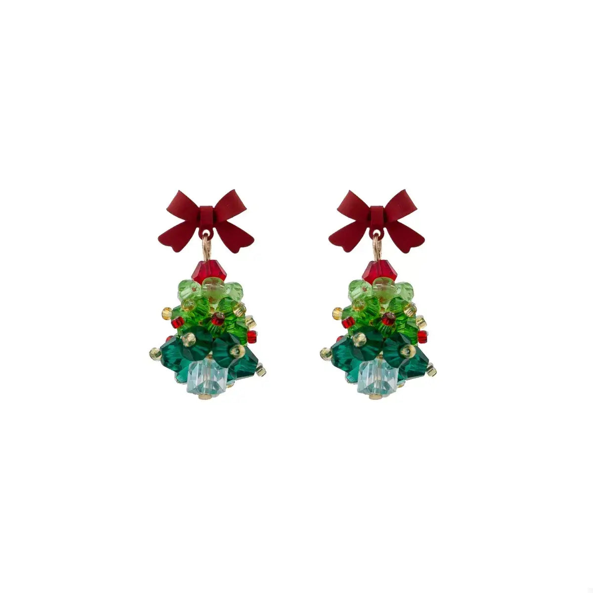 Christmas Tree Bowknot Dangle Earrings - Trendsi - Flyclothing LLC