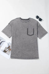 Mineral Wash Half Sleeve Vintage T Shirt - Trendsi - Flyclothing LLC