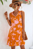 Printed Tie Neck Sleeveless Dress - Trendsi - Flyclothing LLC