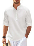 Men's Full Size Half Button Long Sleeve Shirt Plus Size - Trendsi - Flyclothing LLC