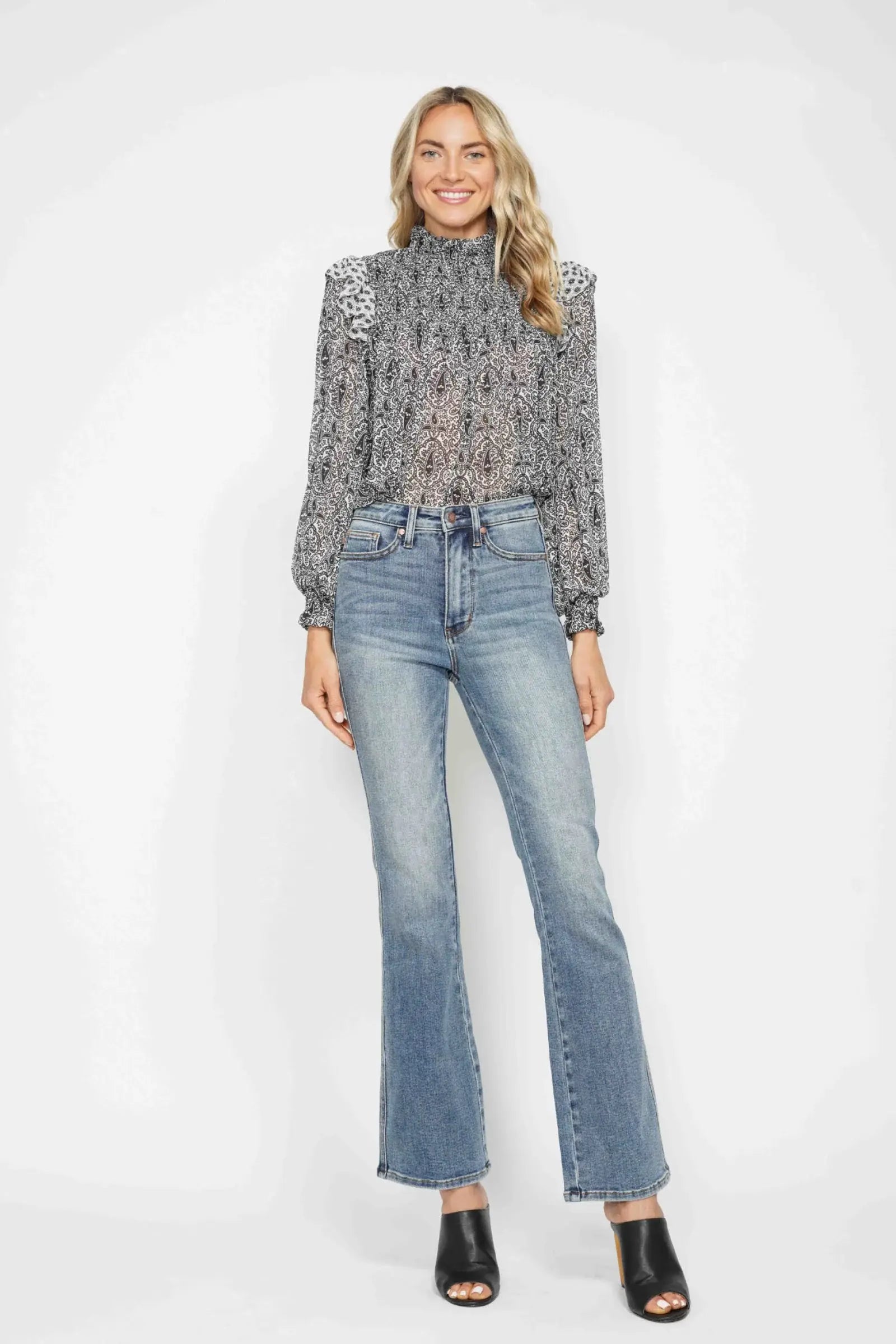 Judy Blue Full Size Tummy Control Back Embroidered Pocketed Bootcut Jeans Plus Size - Trendsi - Flyclothing LLC
