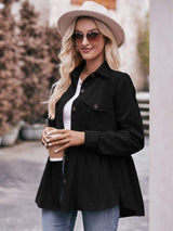 Mandy Collared Neck Long Sleeve Shirt - Trendsi - Flyclothing LLC