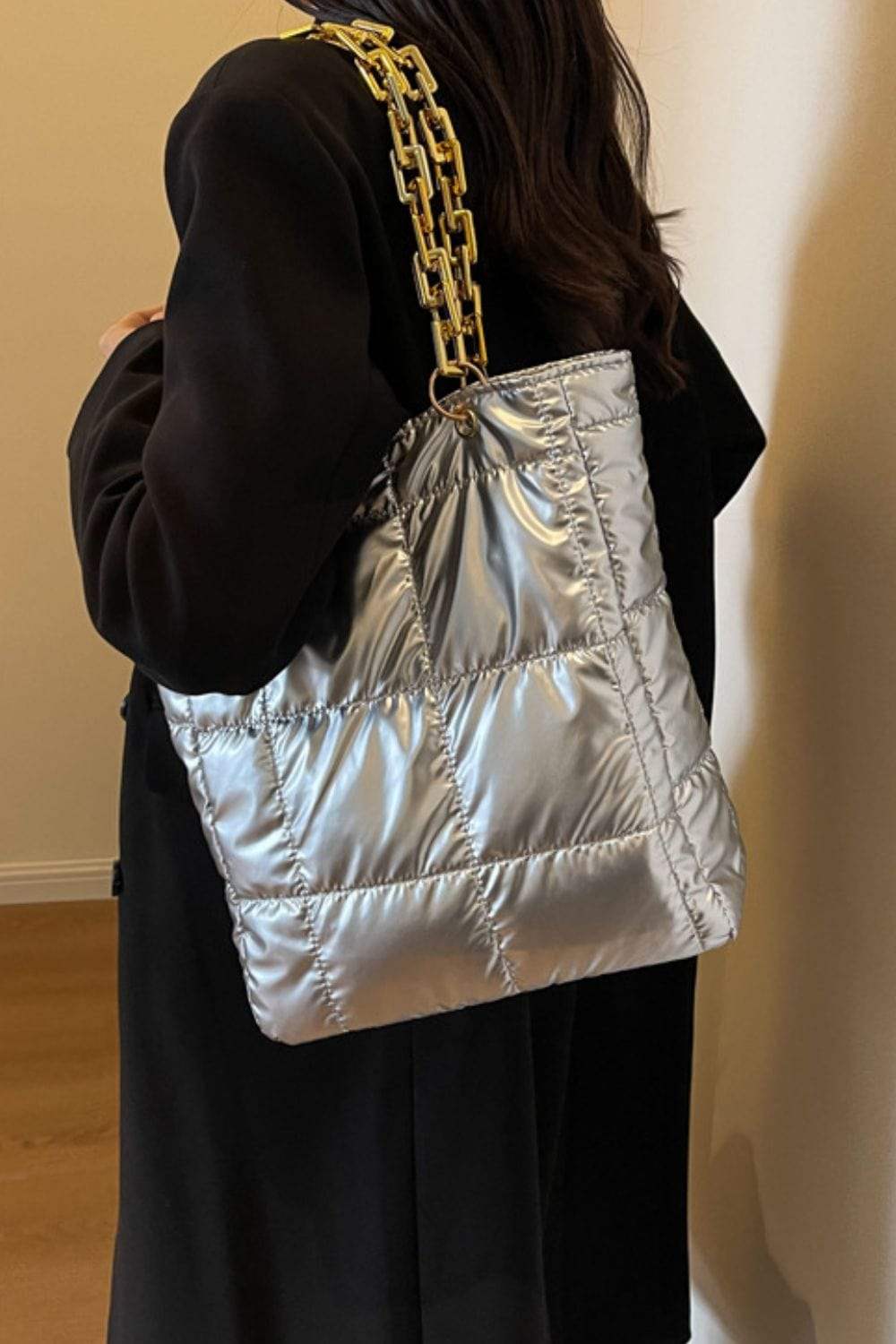 Bubble Texture Chain Handbag - Trendsi - Flyclothing LLC