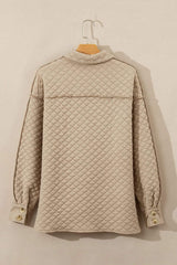 Exposed Seam Collared Neck Button Up Shacket - Trendsi - Flyclothing LLC