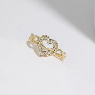 925 Sterling Silver Heart Ring - Trendsi