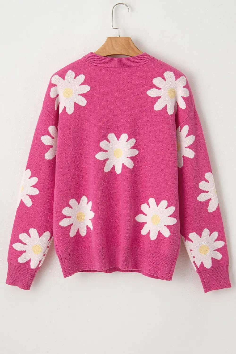 Daisy Round Neck Dropped Shoulder Sweater - Trendsi - Flyclothing LLC