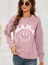 Round Neck Long Sleeve MAMA Graphic Sweatshirt - Trendsi - Flyclothing LLC