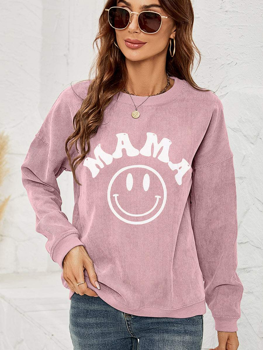 Round Neck Long Sleeve MAMA Graphic Sweatshirt - Trendsi - Flyclothing LLC