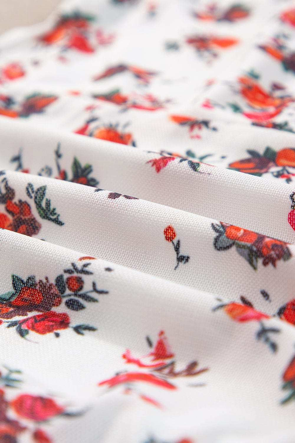 Floral Frilled Trim Spaghetti Straps Bodysuit - Trendsi - Flyclothing LLC