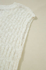 Notched Cap Sleeve Knit Top - Trendsi - Flyclothing LLC