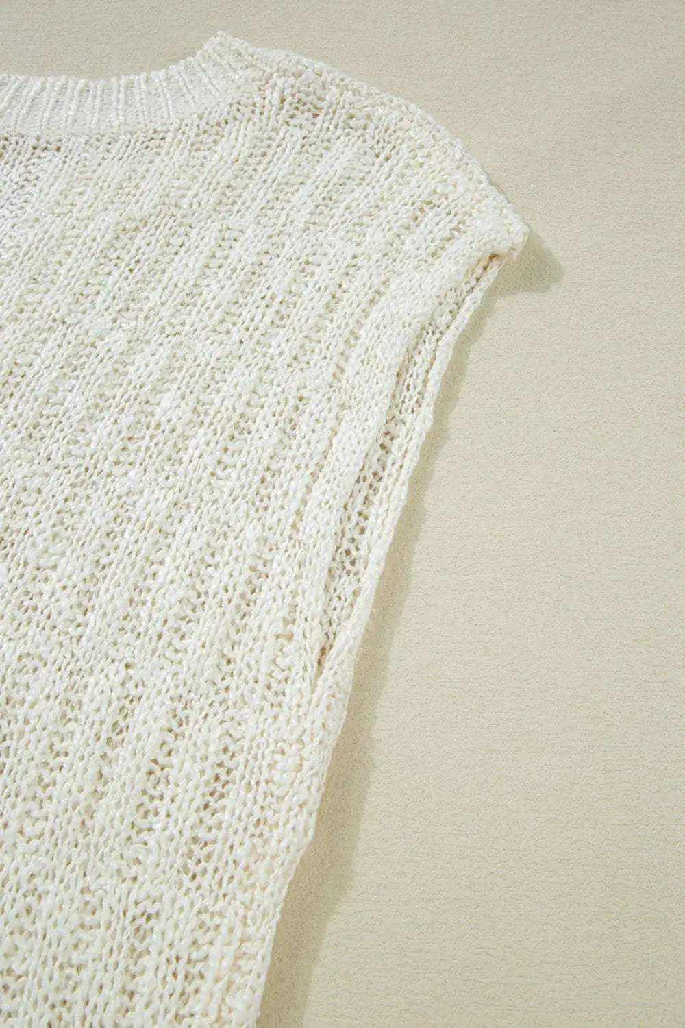 Notched Cap Sleeve Knit Top - Trendsi - Flyclothing LLC