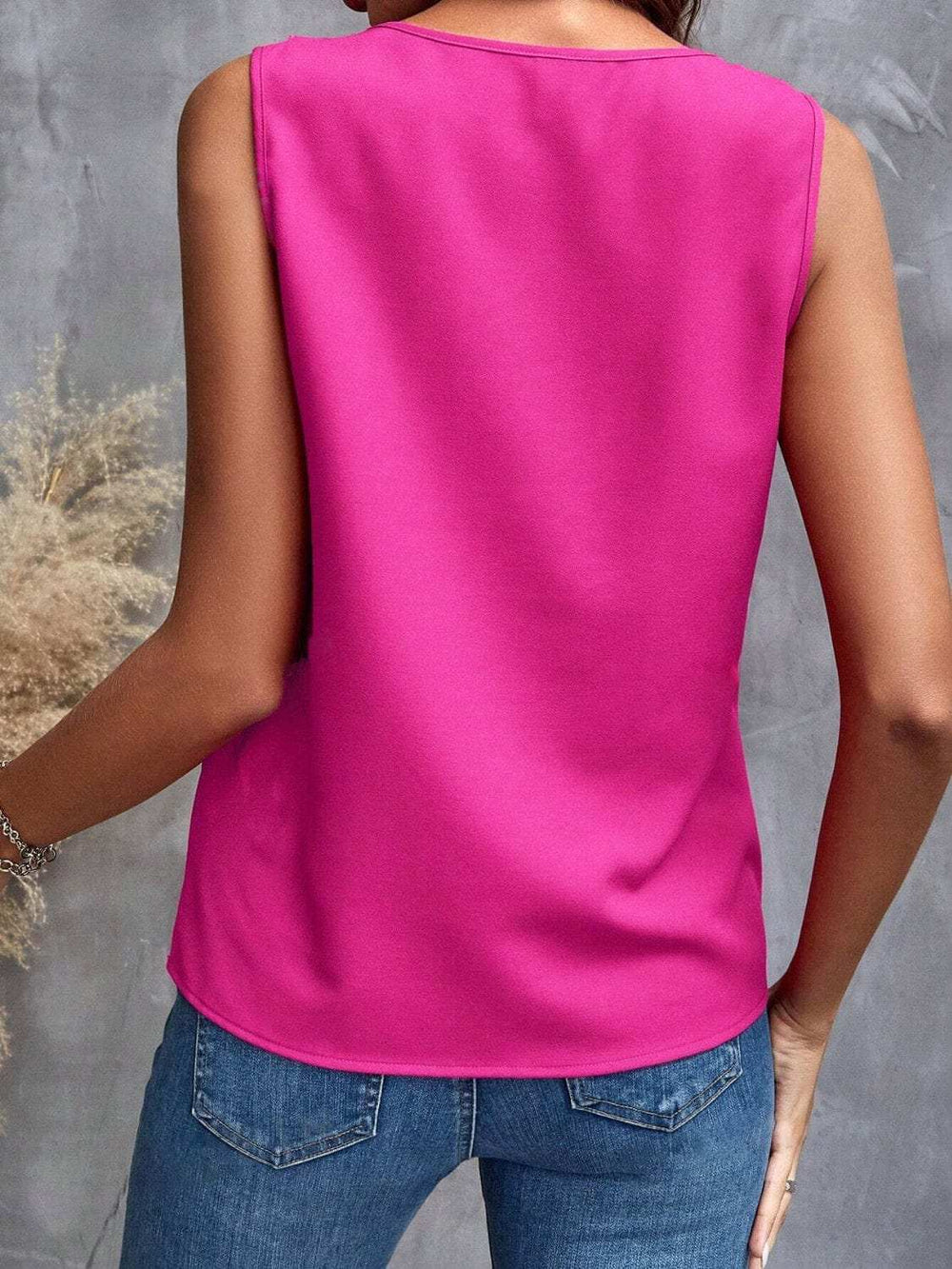 Ruffled V-Neck Tank - Trendsi - Flyclothing LLC
