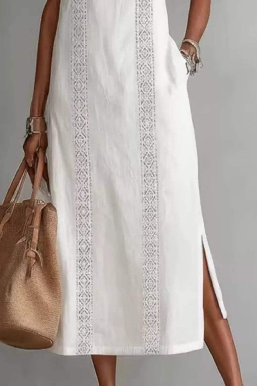 Sleeveless Side Slit Dress with Pockets - Trendsi - Flyclothing LLC